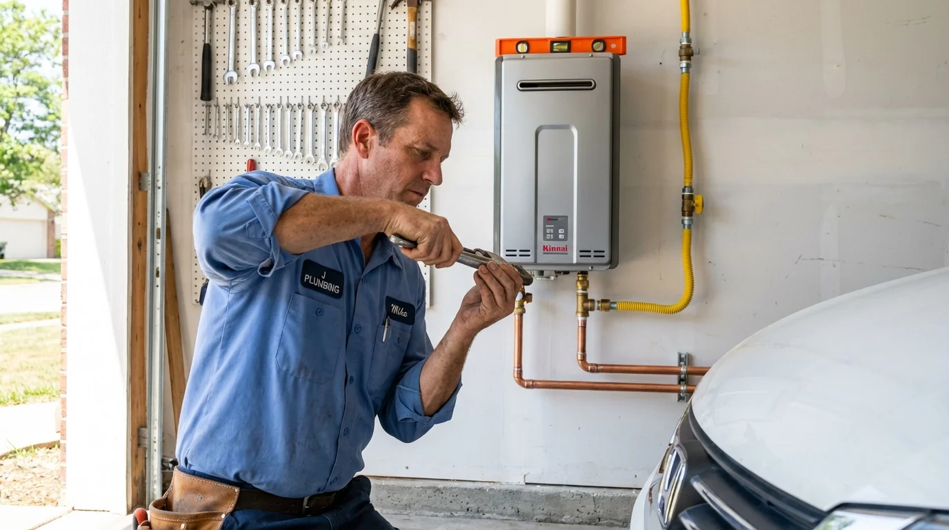 Tankless water heater installation by a Johns Plumbing LLC plumber in Ellijay